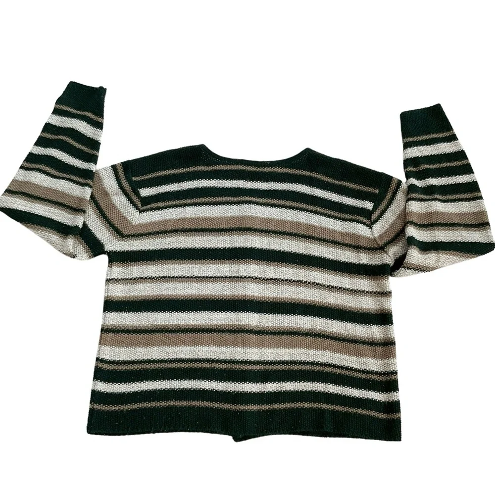 Vintage Reba Rose Boxy Striped Cardigan Sweater Earthy Coastal Cottageco… - Picture 6 of 16